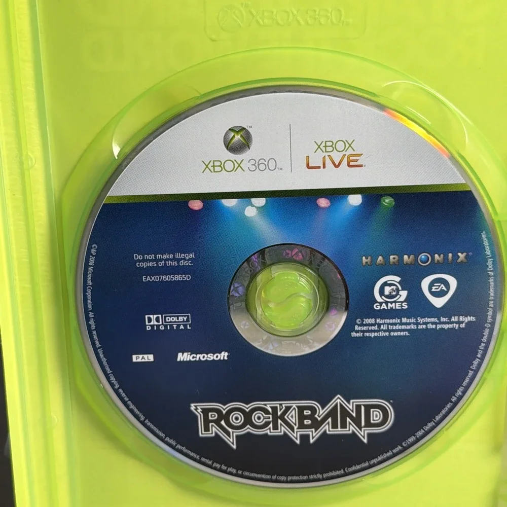 Rock Band Microsoft Xbox 360 2008 PAL CIB Complete in Box Resurfaced Used